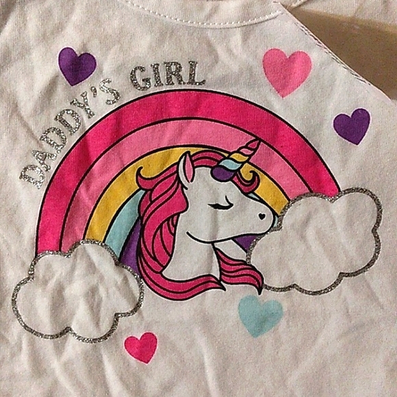 NWT☆The Children's Place☆Infants 6-9mo. Unicorn Print "Daddy's Girl" T-shirt☆ - Picture 7 of 9
